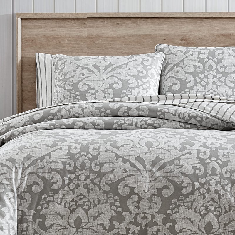 Stone Cottage - King Duvet Cover Set, Reversible Cotton Sateen Bedding with Matching Shams, Ideal Bedding Set (Camden Grey, King) - Image 4